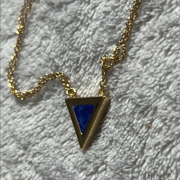 Michelle Campbell Tri-Stone Inlay Pendant  Necklace Gold/Lapis - Picture 5 of 6